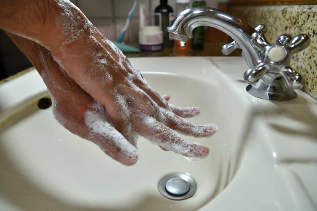 washing hands too much slimy water