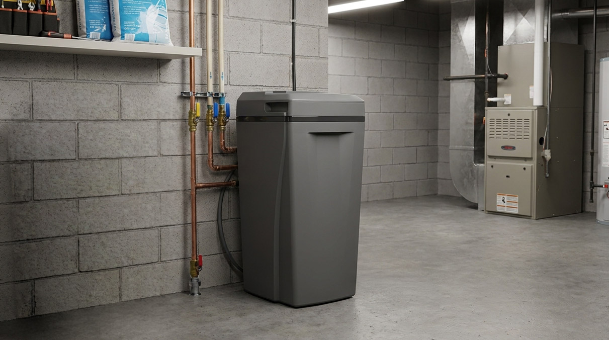 Hard Water vs. Soft Water in NJ: How to Tell What You Have and Why It Matters 1 Water softener installation in a New Jersey home