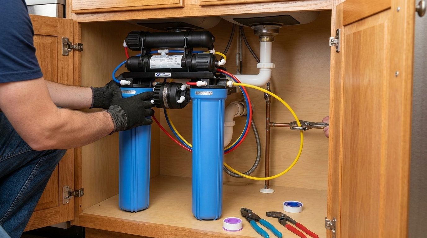 Installing water filtration system 6