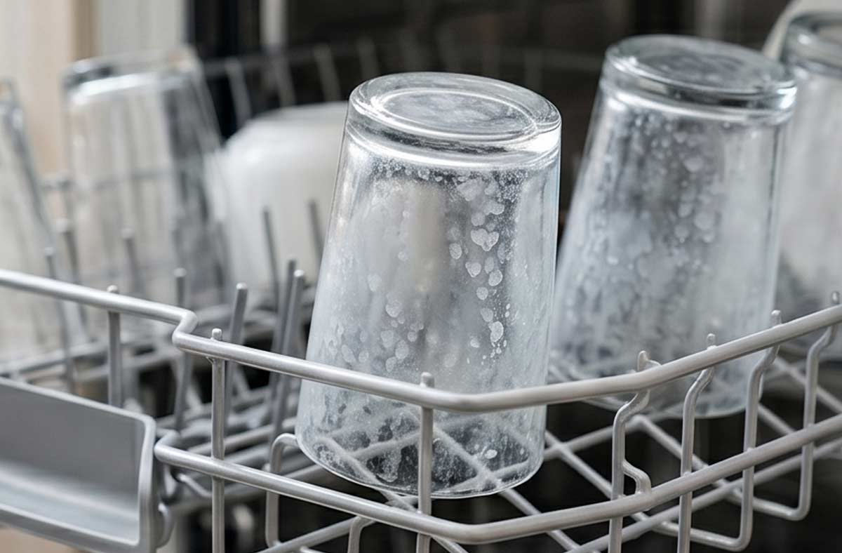 hard water causing spots on dishes from dishwasher